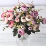 Europese Vintage Kunstzijde Thee Rose Bloemen 6 Hoofd 4 Kleine Bud Boeket Bruiloft Thuis Retro Nep 0c92fd57 cfb1 468f a554 f1643e1ca997