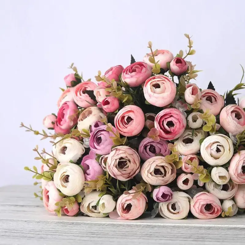 Europese Vintage Kunstzijde Thee Rose Bloemen 6 Hoofd 4 Kleine Bud Boeket Bruiloft Thuis Retro Nep 2f6c608d 1abd 468d bad9 8eca30ce3449