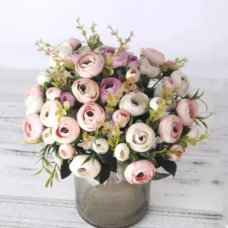 Europese Vintage Kunstzijde Thee Rose Bloemen 6 Hoofd 4 Kleine Bud Boeket Bruiloft Thuis Retro Nep db81aa3c 3a89 4dfc 80b5 bece602a3341
