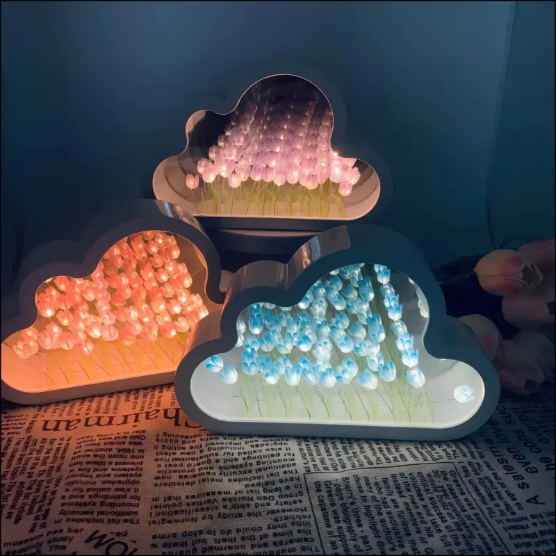 EwigerWolkenspiegelTulpen LED SpiegelmitUnendlichkeitseffekt3