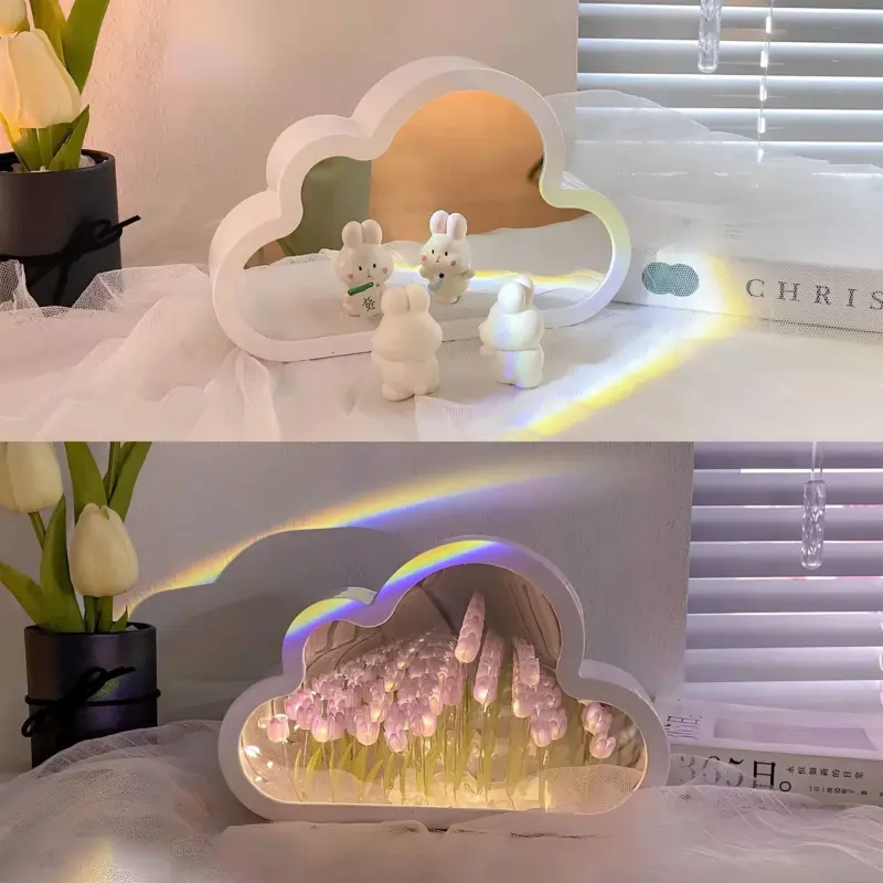 EwigerWolkenspiegelTulpen LED SpiegelmitUnendlichkeitseffekt3xlumina