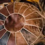 Exotic Moroccan Round Leather Pouf Cover tag1