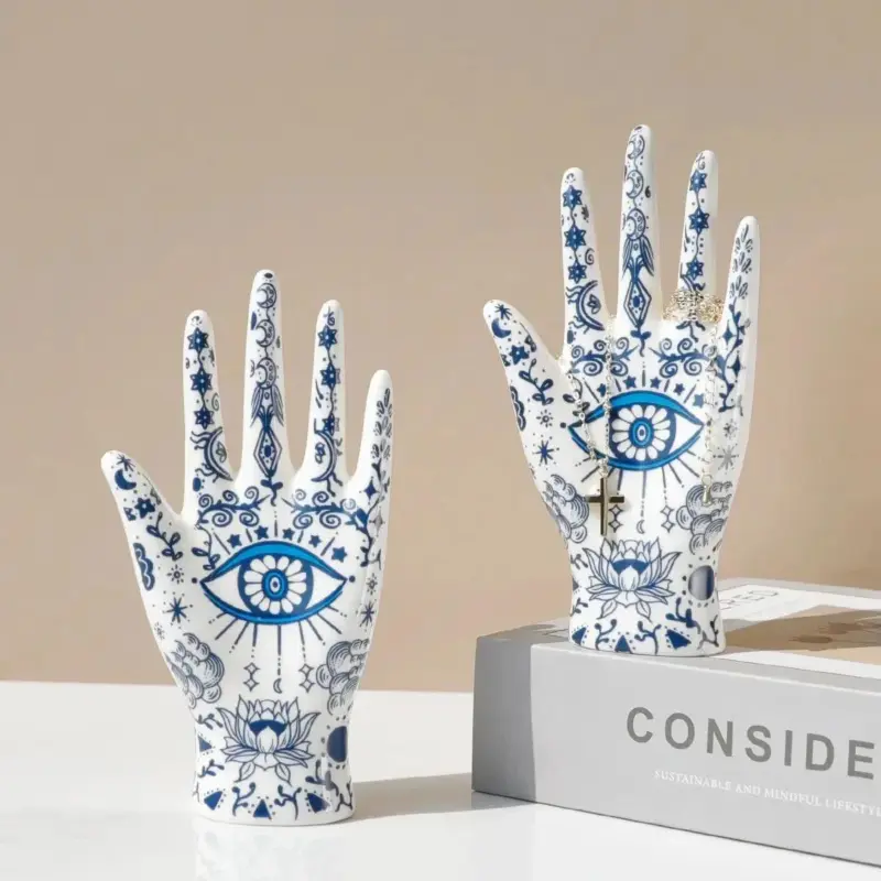Eye of Fatima Ceramic Jewellery Display Storage Stand tag1
