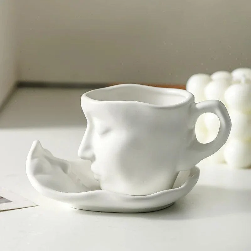 Face Kiss Mug Ceramic Cup Dish Set Nordic -