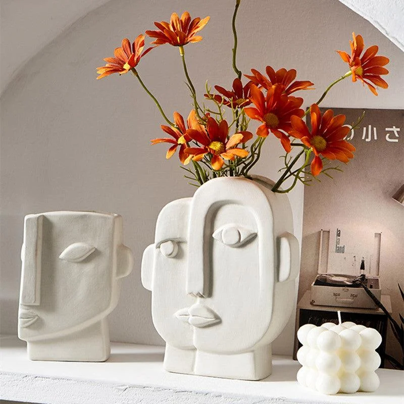 Face Shaped Porcelain Flower  Sculpted Vase -  - #tag1#
