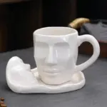 Faces Ceramic Coffee Cup Saucer Set tag1