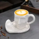 Faces Ceramic Coffee Cup Saucer Set tag1