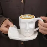 Faces Ceramic Coffee Cup Saucer Set tag1