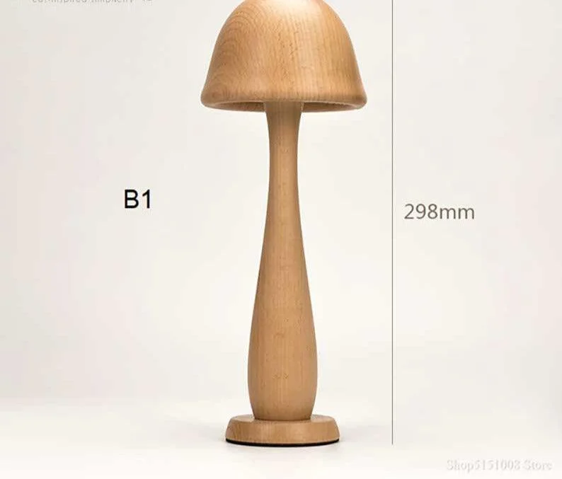 Fairy Tale Inspired Vintage Handmade Wood Mushroom Lamp -