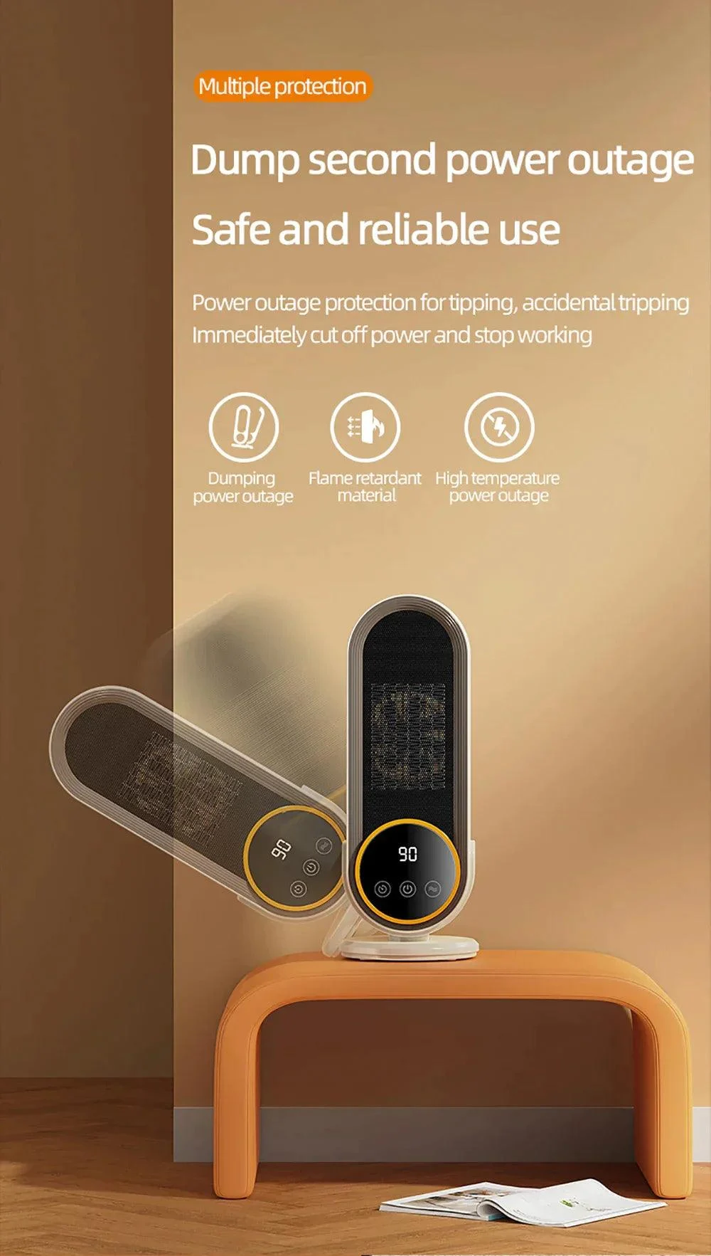 Fan Heater Portable 1200W Touch Screen With Remote Control and Timing -  - #tag1#