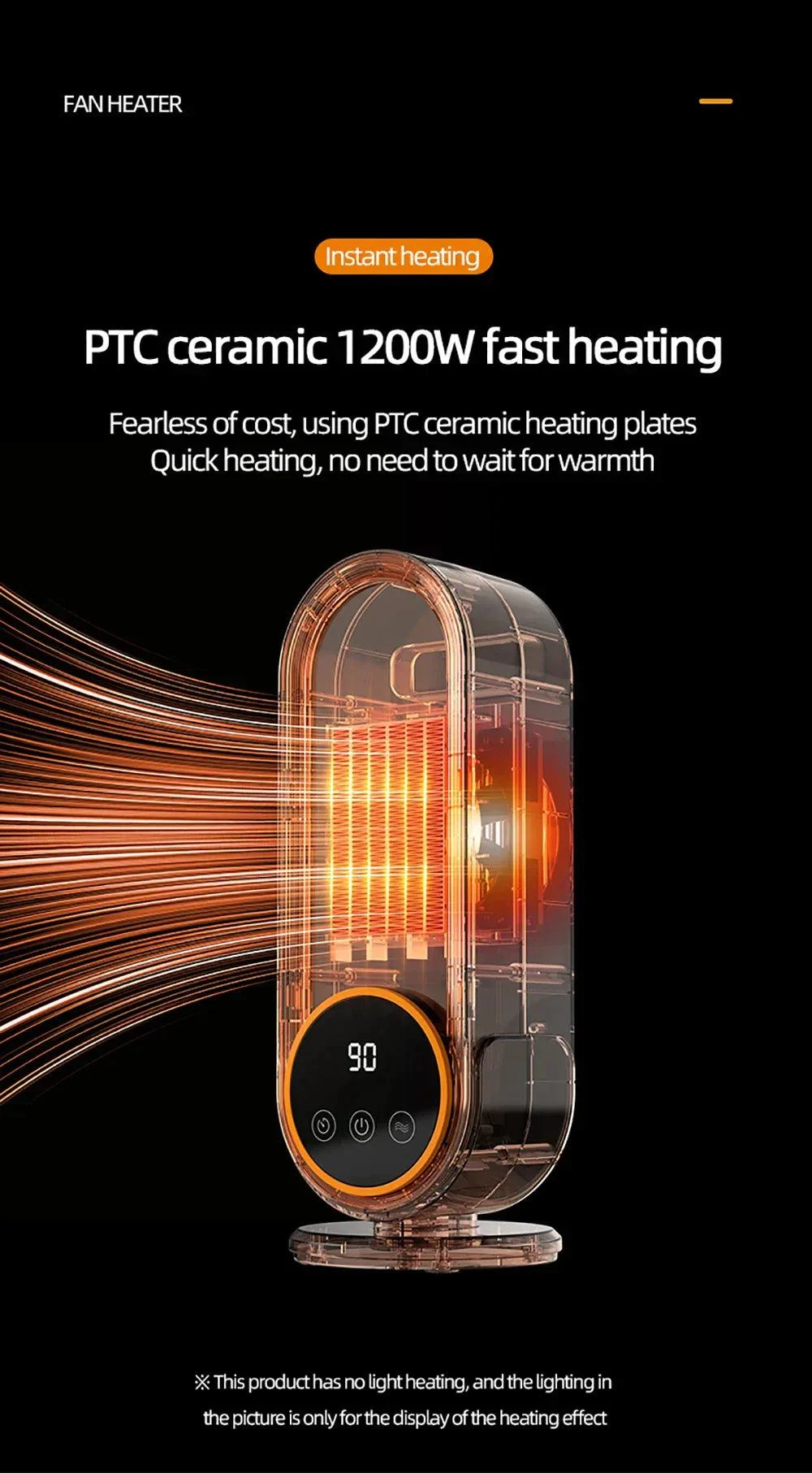 Fan Heater Portable 1200W Touch Screen With Remote Control and Timing -  - #tag1#