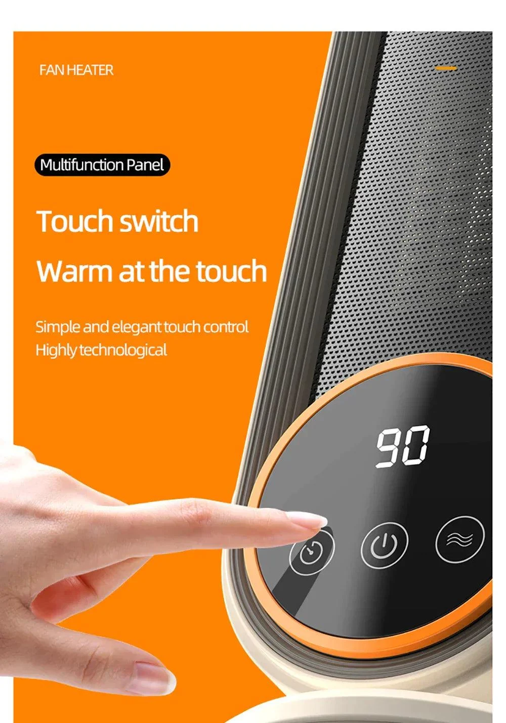Fan Heater Portable 1200W Touch Screen With Remote Control and Timing -  - #tag1#