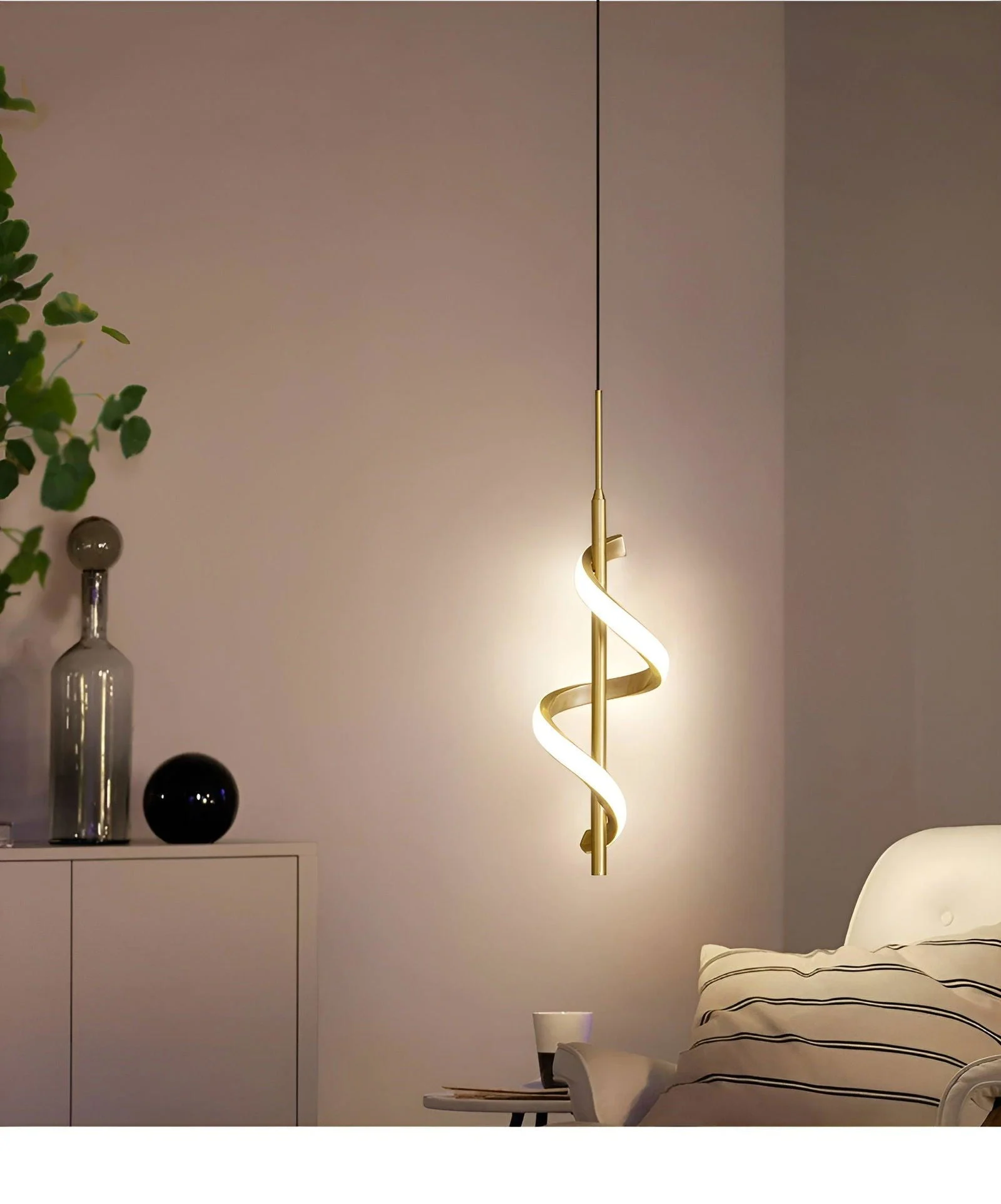 FancyTwirl Chandelier - Golden Spiral Pendant Light -  - #tag1#