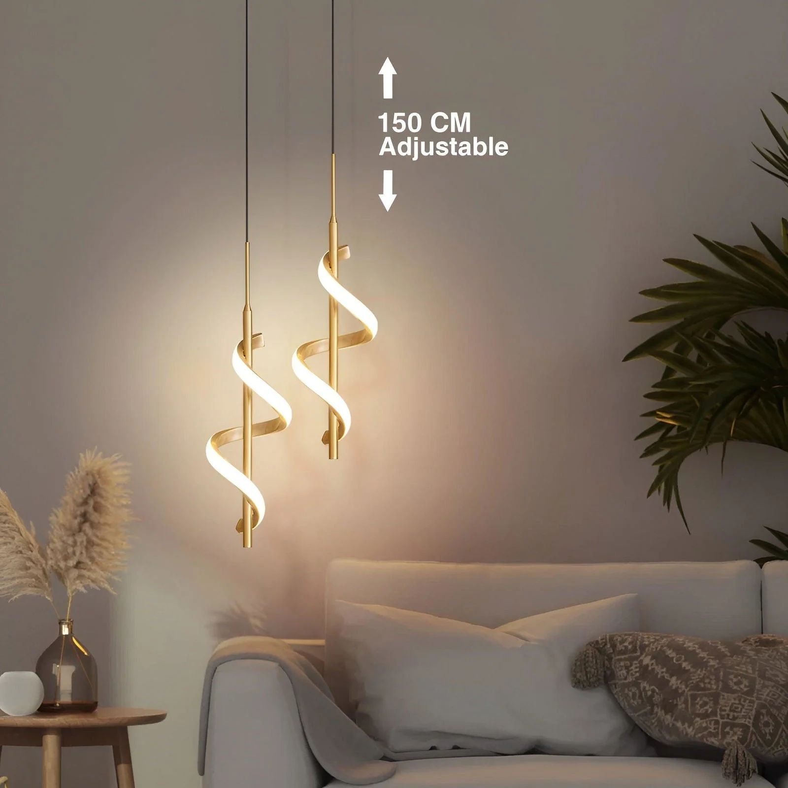 FancyTwirl Chandelier - Golden Spiral Pendant Light -  - #tag1#