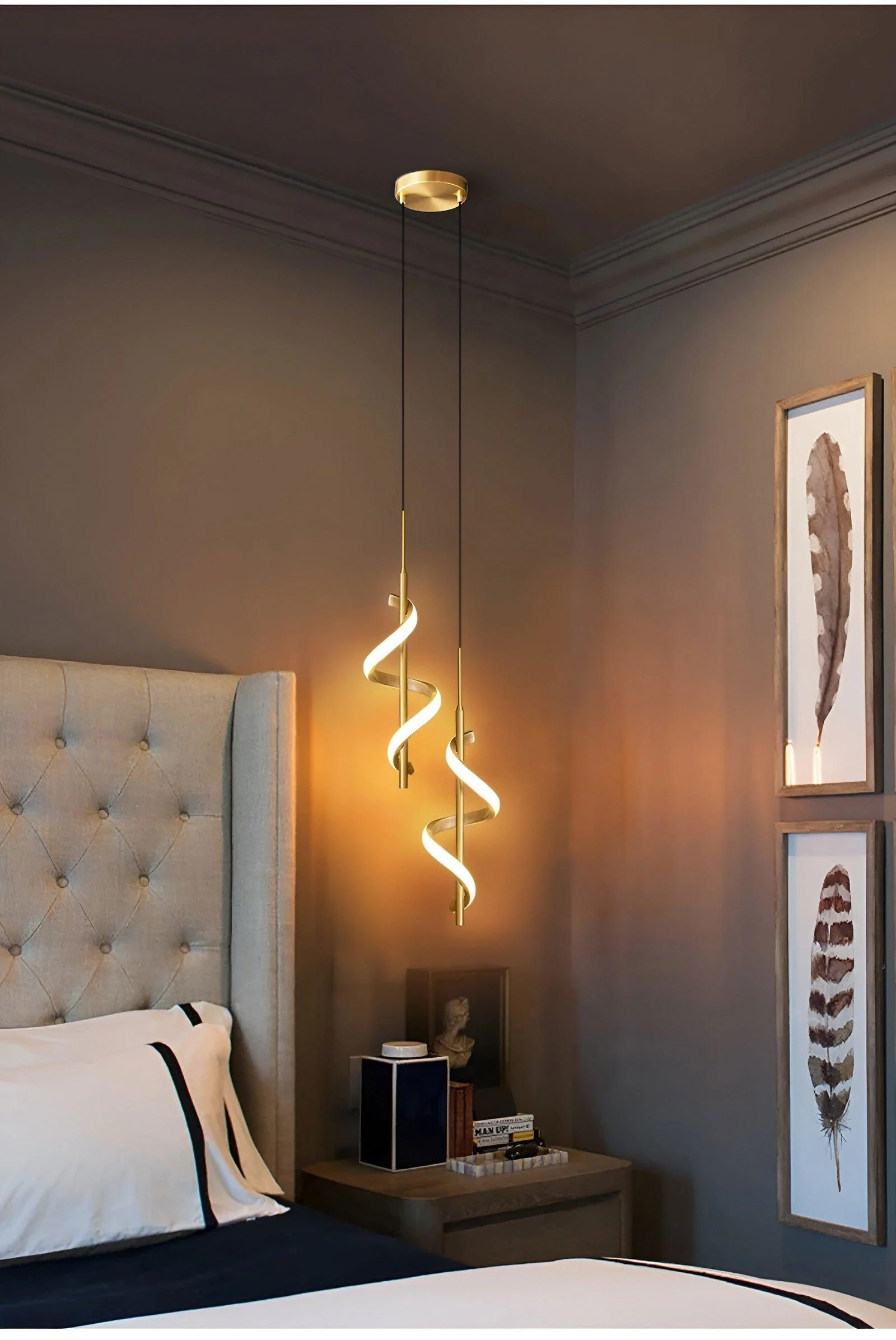 FancyTwirl Chandelier - Golden Spiral Pendant Light -  - #tag1#