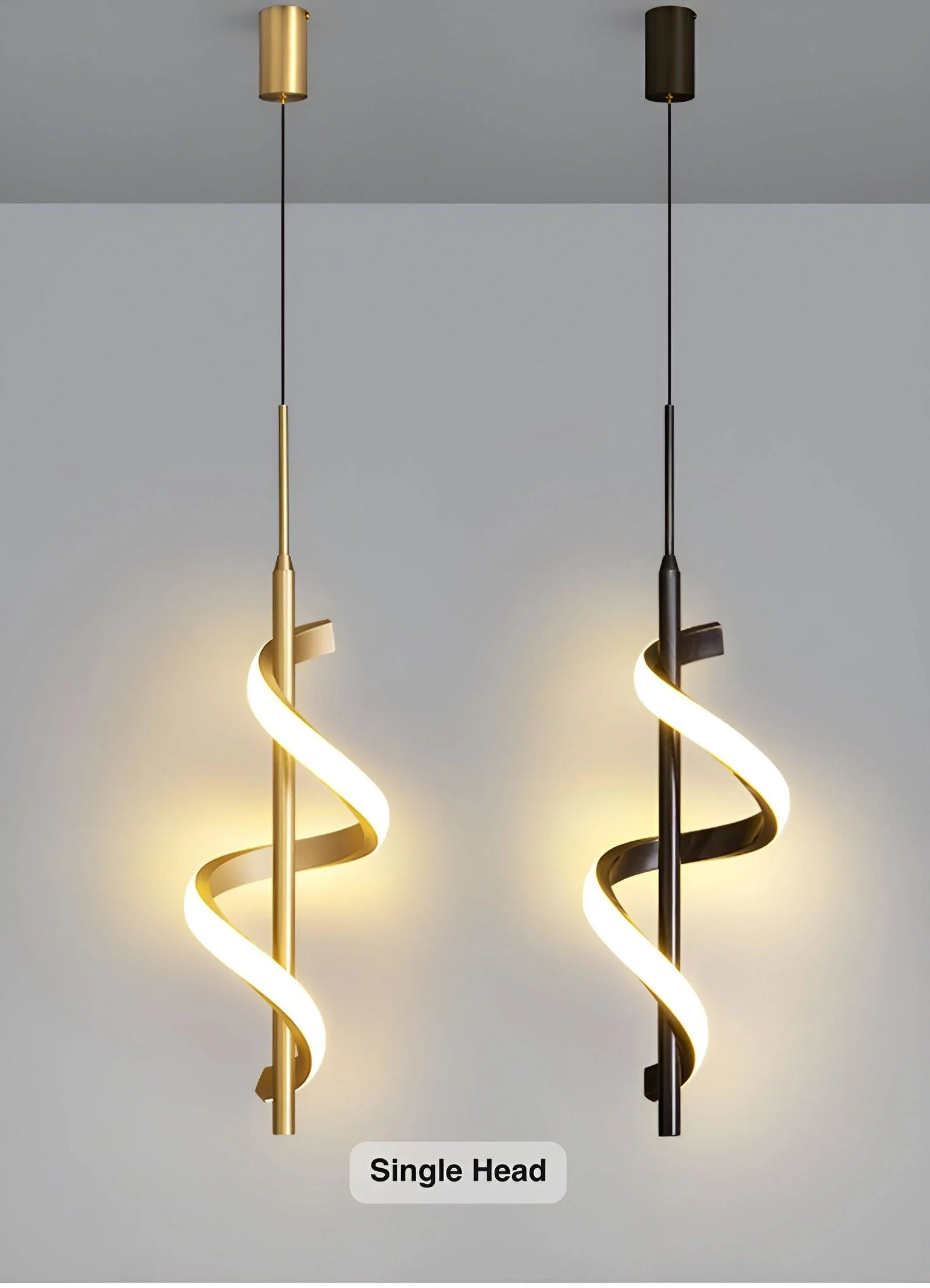 FancyTwirl Chandelier - Golden Spiral Pendant Light -  - #tag1#