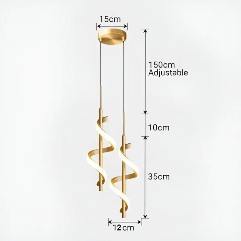FancyTwirl Chandelier Golden Spiral Pendant Light tag1