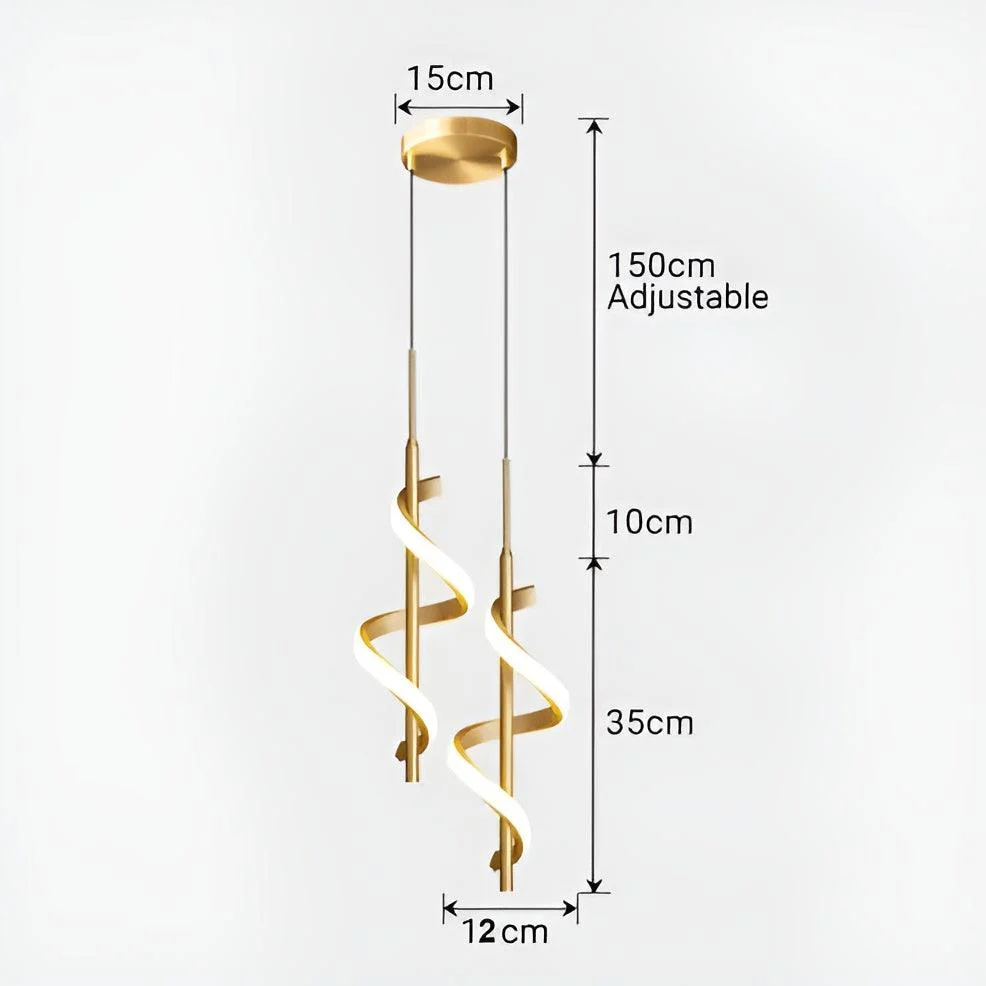 FancyTwirl Chandelier - Golden Spiral Pendant Light -  - #tag1#