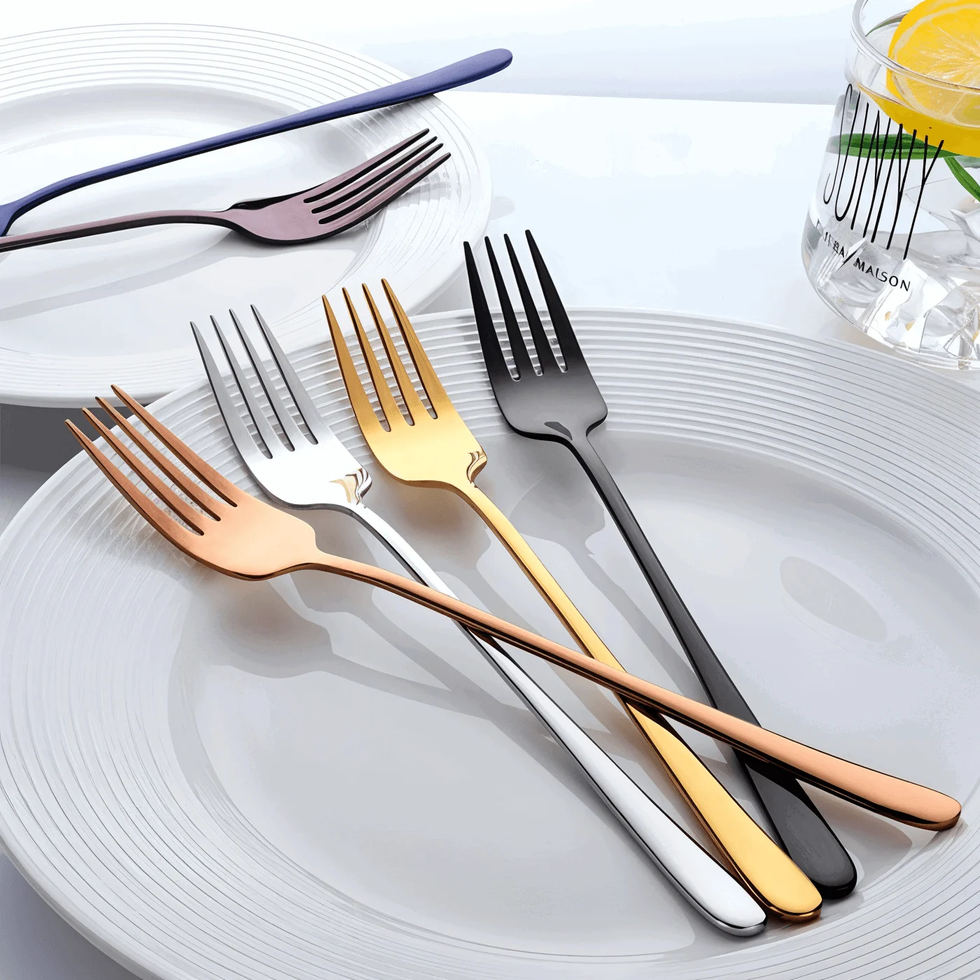 Fancy Fork Set - 4/6 Pieces Colorful Stainless Steel Fork -  - #tag1#
