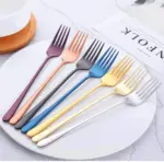 Fancy Fork Set 4 6 Pieces Colorful Stainless Steel Fork tag1