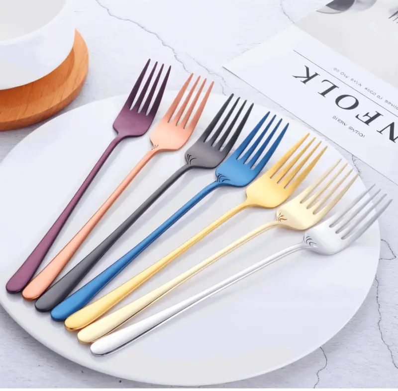 Fancy Fork Set 4 6 Pieces Colorful Stainless Steel Fork tag1