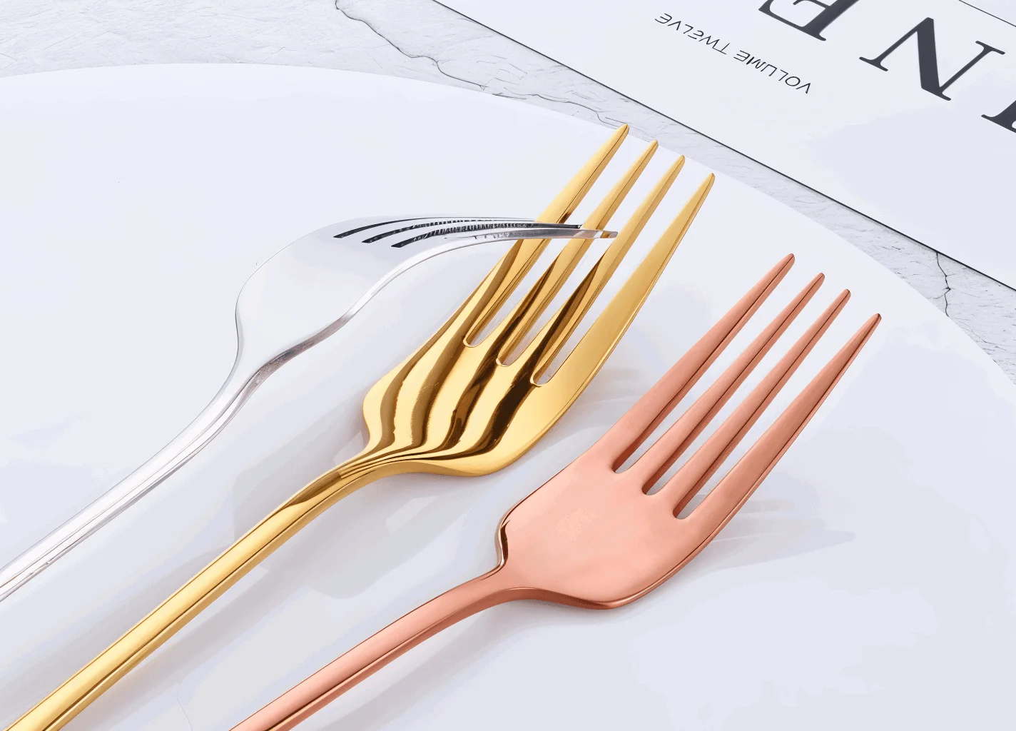 Fancy Fork Set - 4/6 Pieces Colorful Stainless Steel Fork -  - #tag1#