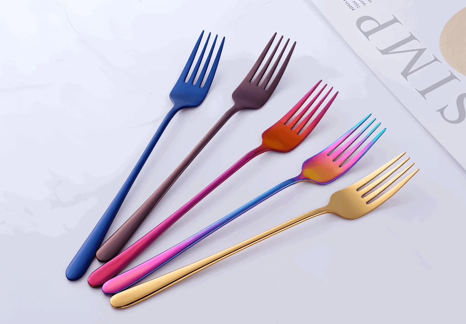 Fancy Fork Set - 4/6 Pieces Colorful Stainless Steel Fork -  - #tag1#
