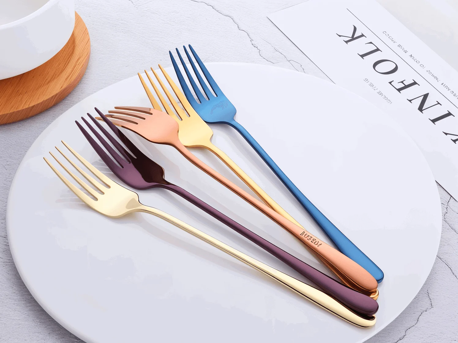 Fancy Fork Set - 4/6 Pieces Colorful Stainless Steel Fork -  - #tag1#