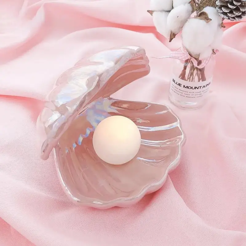 Fantasy Ceramic Shell Pearl Lamp Bedroom Decor Night Light Novelty Lighting Fairy Shell for Girl Home Decoration Bedside Lamp tag1