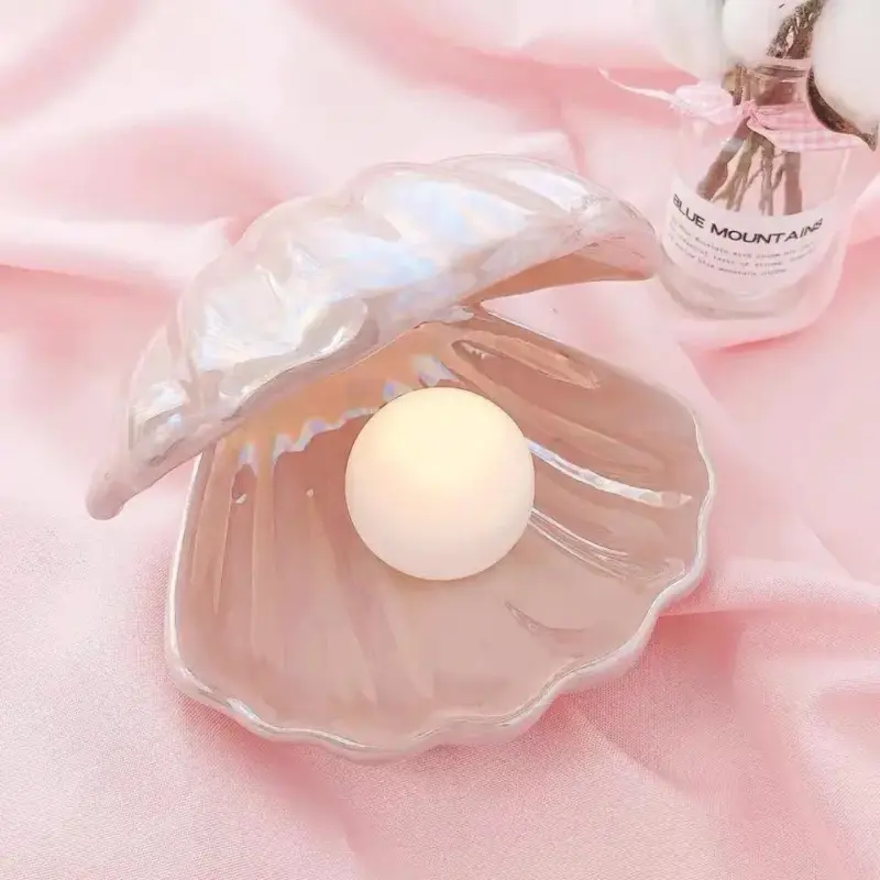Fantasy Ceramic Shell Pearl Lamp Bedroom Decor Night Light Novelty Lighting Fairy Shell for Girl Home Decoration Bedside Lamp tag1