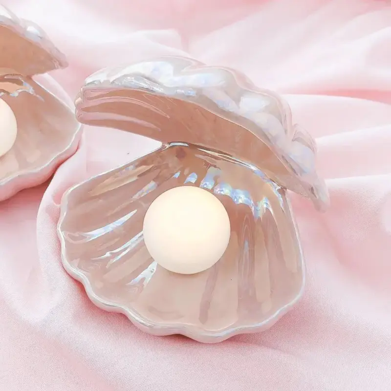 Fantasy Ceramic Shell Pearl Lamp Bedroom Decor Night Light Novelty Lighting Fairy Shell for Girl Home Decoration Bedside Lamp tag1