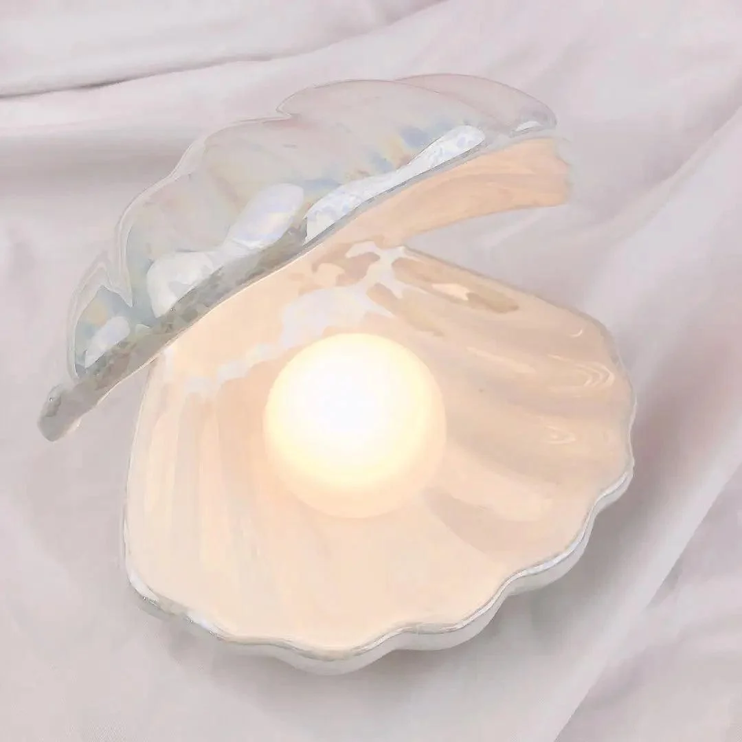 Fantasy Ceramic Shell Pearl Lamp Bedroom Decor Night Light Novelty Lighting Fairy Shell for Girl Home Decoration Bedside Lamp -  - #tag1#