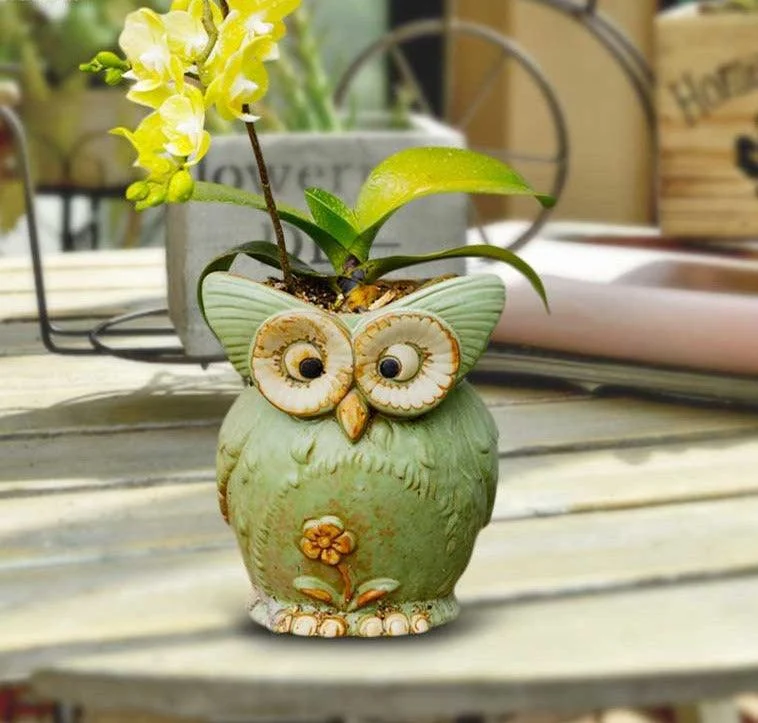 Farmhouse Ceramic Owl Plant Pot -