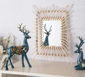 Farmhouse Retangle Rattan Wall Mirror