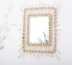 Farmhouse Retangle Rattan Wall Mirror