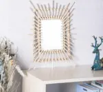 Farmhouse Retangle Rattan Wall Mirror