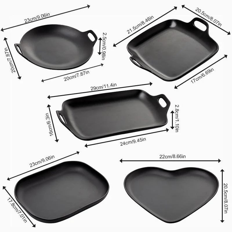 Farmhouse Style Melamine Dinnerware Trays Set with Handles -  - #tag1#