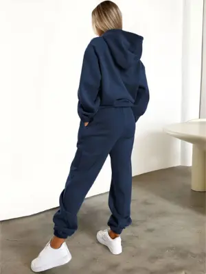 Fash-Track Suit Set - Loungewear Women's Letter Print Hoodie & Pants with Drawstring