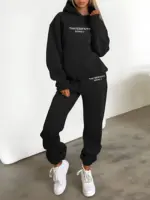 Fash Track Suit Set Loungewear Women s Letter Print Hoodie Pants with Drawstring tag1