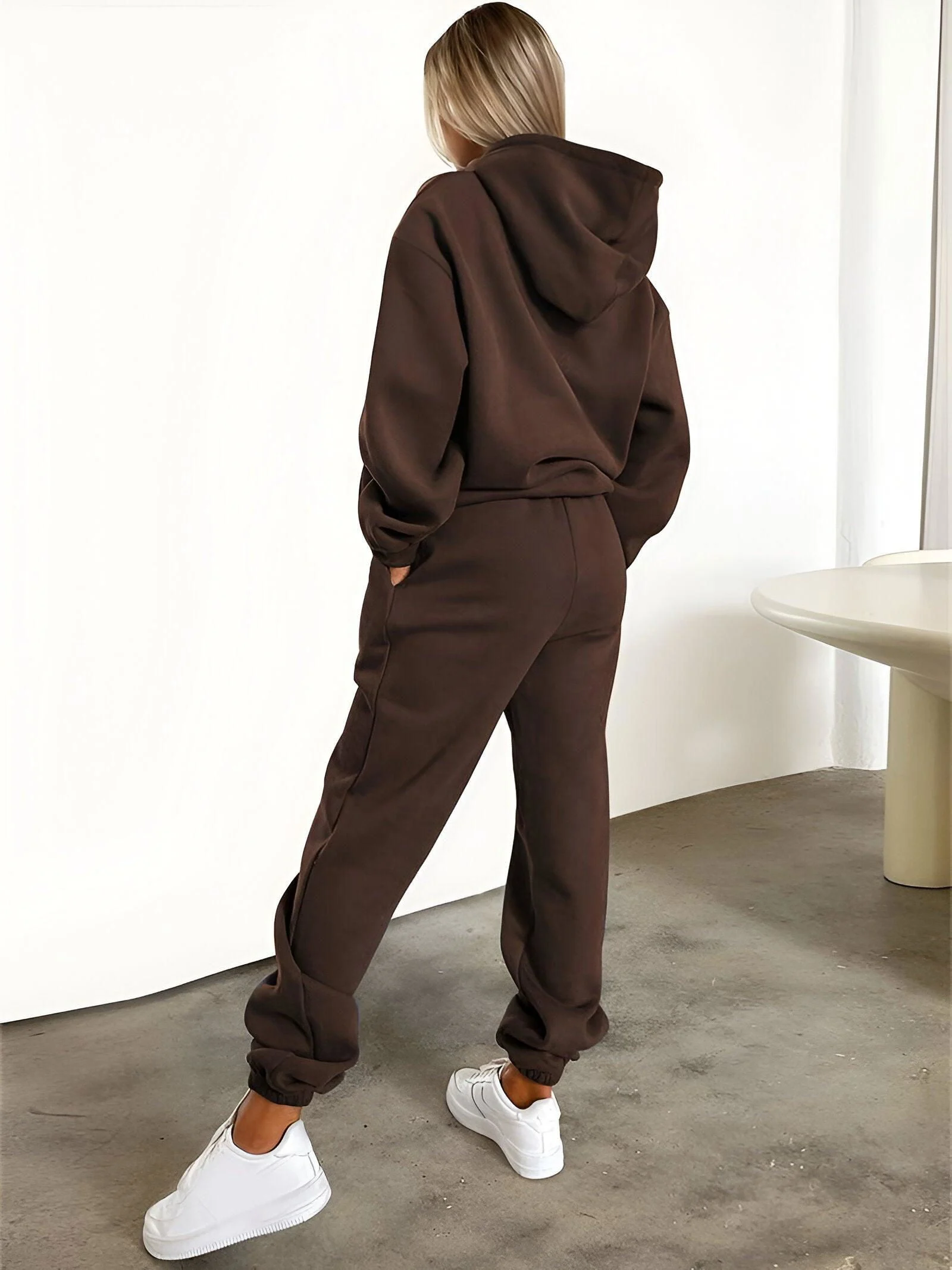 Fash-Track Suit Set - Loungewear Women's Letter Print Hoodie & Pants with Drawstring -  - #tag1#