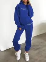 Fash Track Suit Set Loungewear Women s Letter Print Hoodie Pants with Drawstring tag1