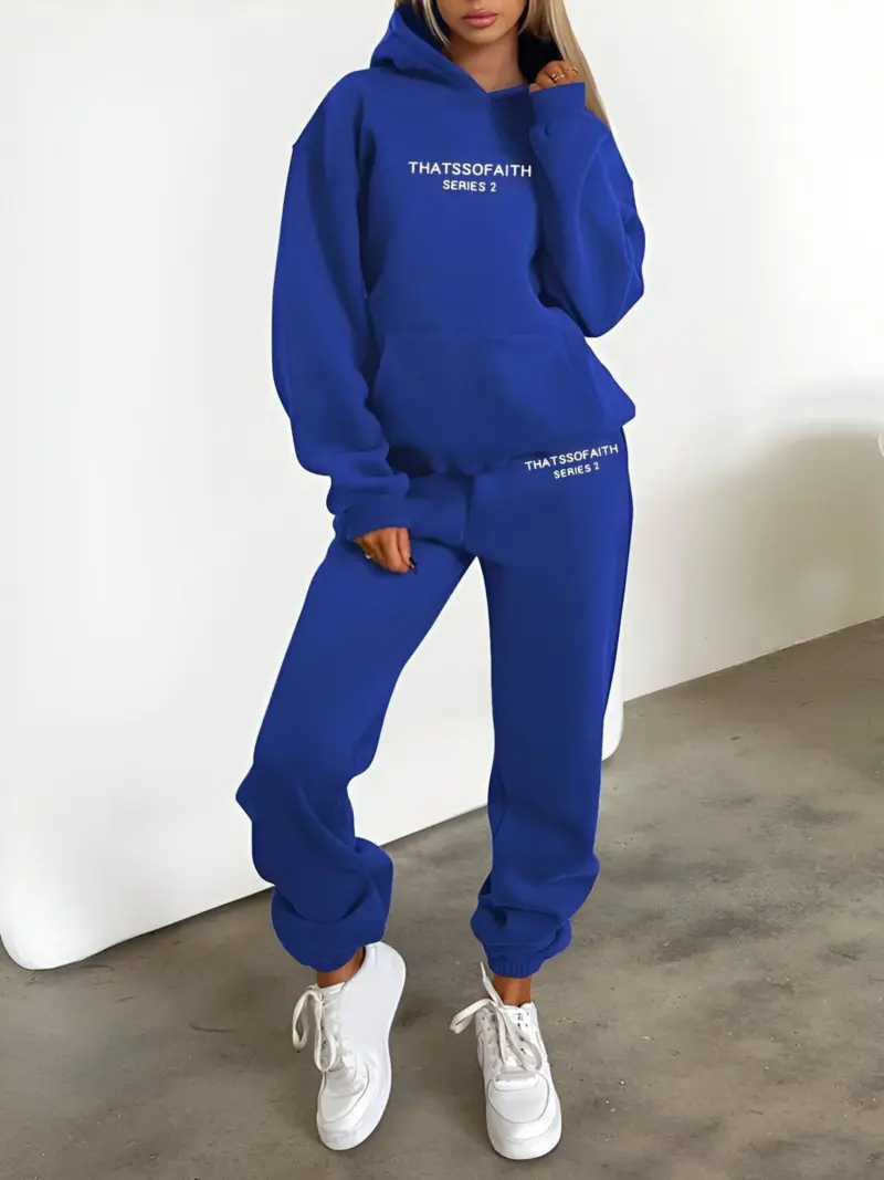 Fash Track Suit Set Loungewear Women s Letter Print Hoodie Pants with Drawstring tag1