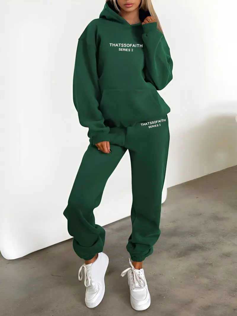 Fash Track Suit Set Loungewear Women s Letter Print Hoodie Pants with Drawstring tag1