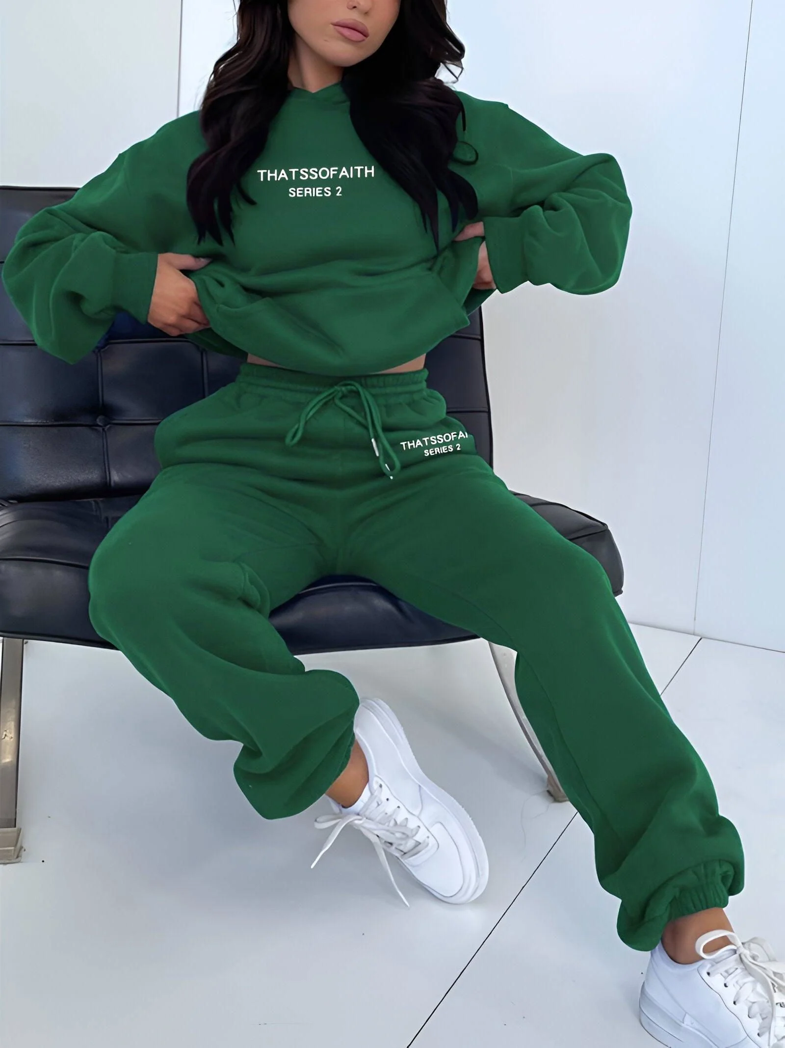 Fash-Track Suit Set - Loungewear Women's Letter Print Hoodie & Pants with Drawstring -  - #tag1#