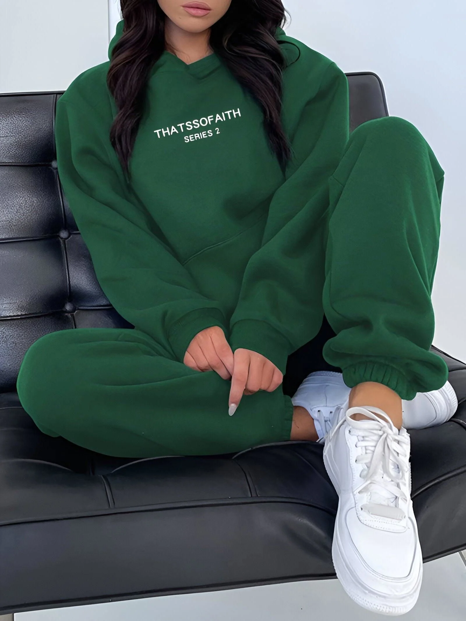Fash-Track Suit Set - Loungewear Women's Letter Print Hoodie & Pants with Drawstring -  - #tag1#