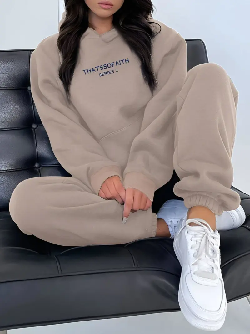 Fash Track Suit Set Loungewear Women s Letter Print Hoodie Pants with Drawstring tag1