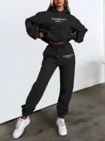 Fash Track Suit Set Loungewear Women s Letter Print Hoodie Pants with Drawstring tag1