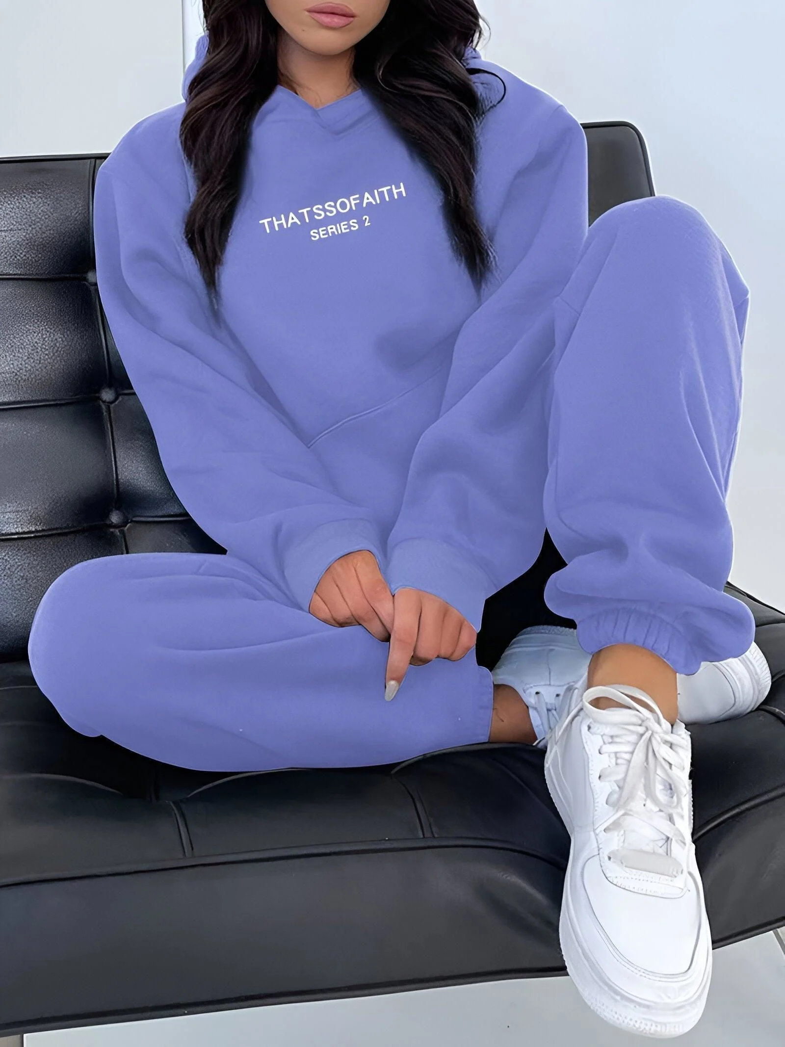 Fash-Track Suit Set - Loungewear Women's Letter Print Hoodie & Pants with Drawstring -  - #tag1#