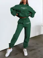 Fash Track Suit Set Loungewear Women s Letter Print Hoodie Pants with Drawstring tag1