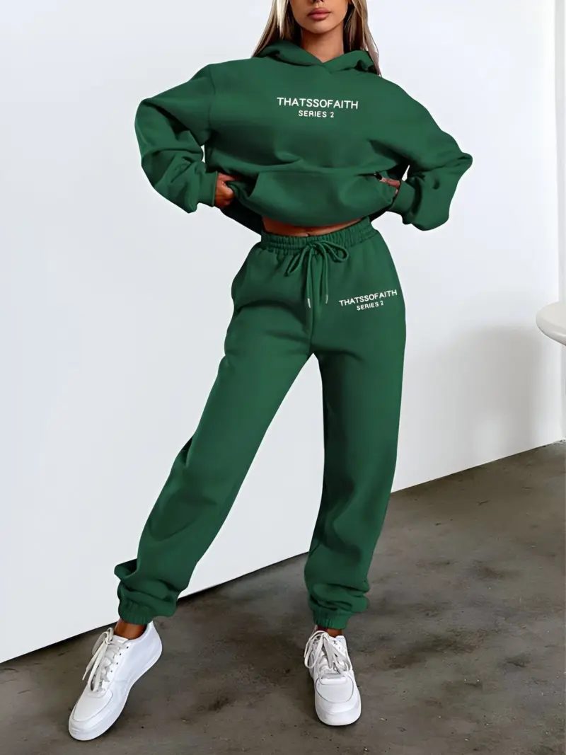 Fash Track Suit Set Loungewear Women s Letter Print Hoodie Pants with Drawstring tag1